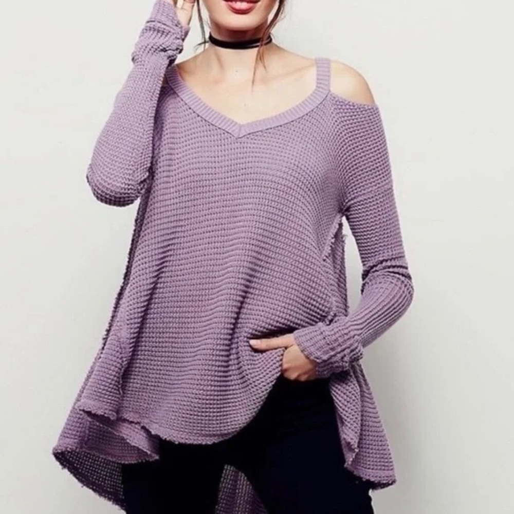 Free People Lavender Off-the-Shoulder Sweater